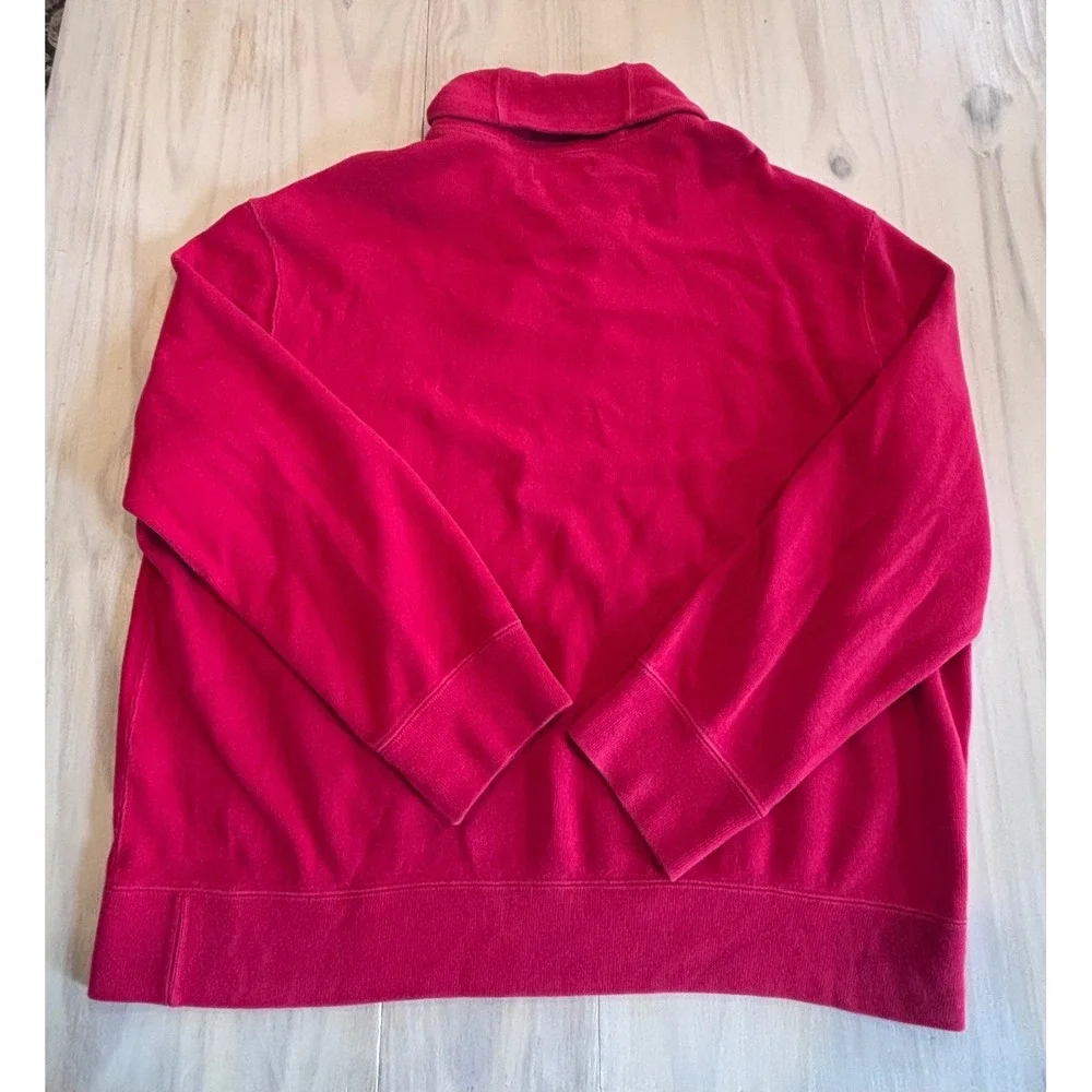 Polo Ralph Lauren Mens XXL Red Cotton Shawl Neck Button Pullover Sweater Logo